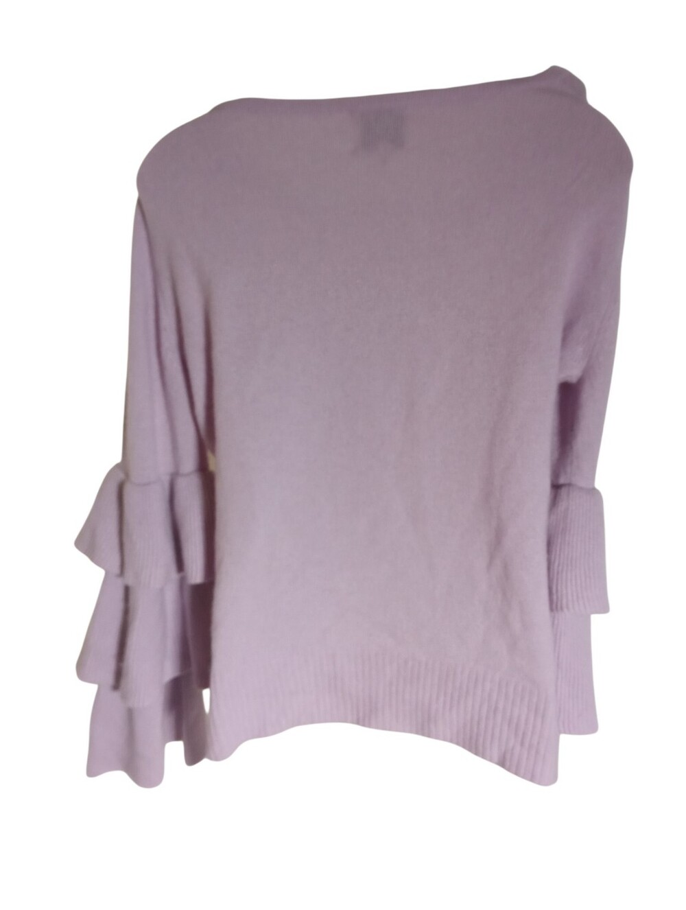QI Cashmere Lavender Tiered Ruffle Sleeve Pullover Sweater Size M - Picture 7 of 7